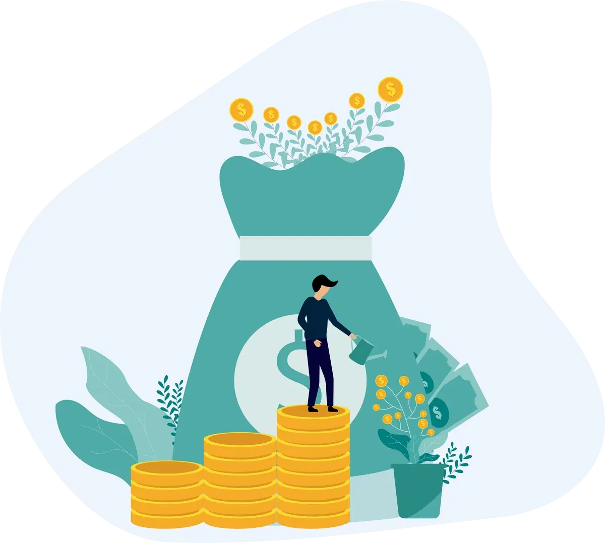 people sitting in front of a bag of money they saved on Medicare premiums