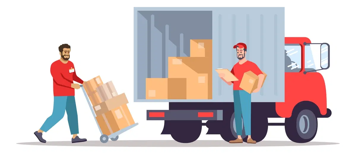 Movers packing up to move to a new state